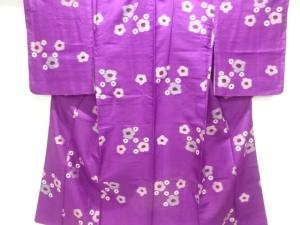 アンティーク　花模様織り出し銘仙着物